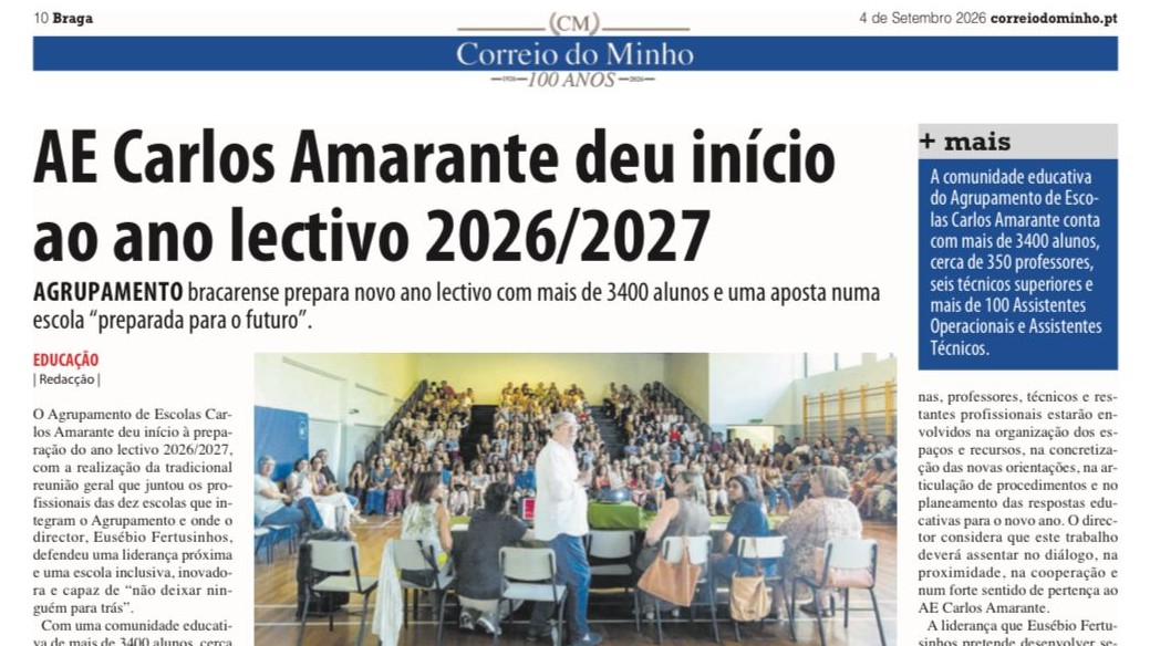 O Agrupamento de Escolas Carlos Amarante em destaque no Correio do Minho